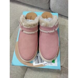 Baretraps Felisa Rose Pink Faux Fur Lined Slip On Platform Clogs Mules BT31719